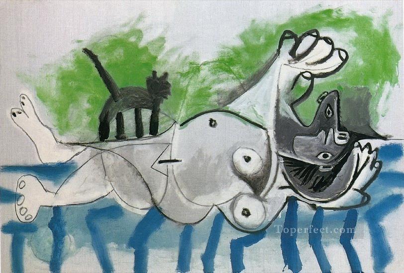 Nu couche et chat IV 1964 Cubist Oil Paintings